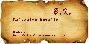 Balkovits Katalin névjegykártya